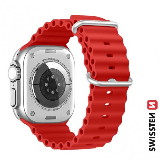 Swissten - Wave Band for Apple Watch 42-49mm (red) Swissten - Wave Band for Apple Watch 42-49mm (red)