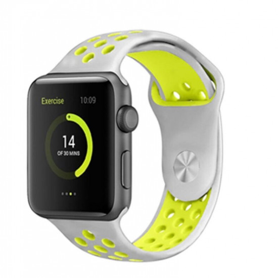 Swissten - Sport Band for Apple Watch 42-49mm (silver/yellw)