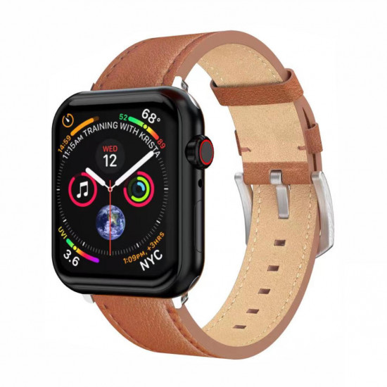Swissten - Leather Band for Apple Watch 42-49mm (brown/sv) Swissten - Leather Band for Apple Watch 42-49mm (brown/sv)