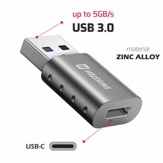 Swissten - Adapter USB-A(M) to USB-C(F) Swissten - Adapter USB-A(M) to USB-C(F)