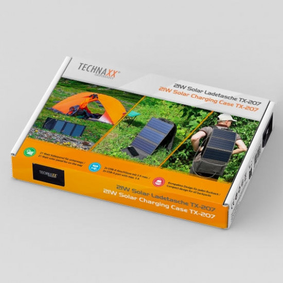 Technaxx - Painel Solar 21W Charging Case TX-207 Technaxx - Painel Solar 21W Charging Case TX-207