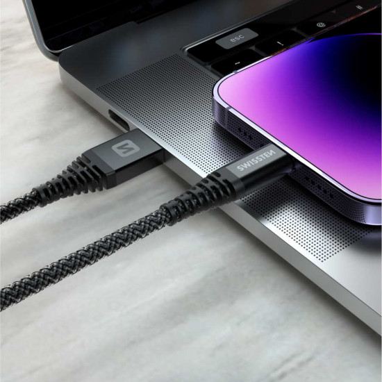 Swissten - Cabo Kevlar USB-C - USB 1.5m (antracite) Swissten - Cabo Kevlar USB-C - USB 1.5m (antracite)