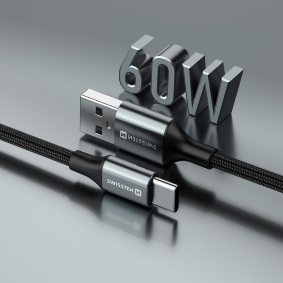 Swissten - Textile II Cable USB-C - USB (1.5m-black)