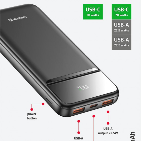 Swissten - Powerbank Power Line II 10.000 mAh Swissten - Powerbank Power Line II 10.000 mAh