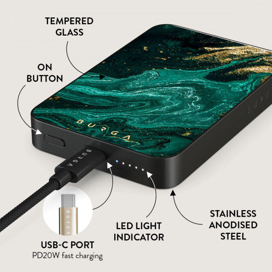Burga - MagSafe Powerbank 10000 mAh (emerald/gunmetal) Burga - MagSafe Powerbank 10000 mAh (emerald/gunmetal)