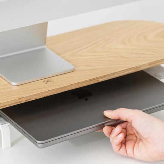 Woodcessories - Monitor Stand Single with Shelf (oak/white)